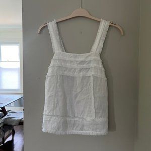 White J. Crew Linen Fringe Tank